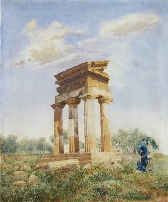 Rovine di tempio con figure